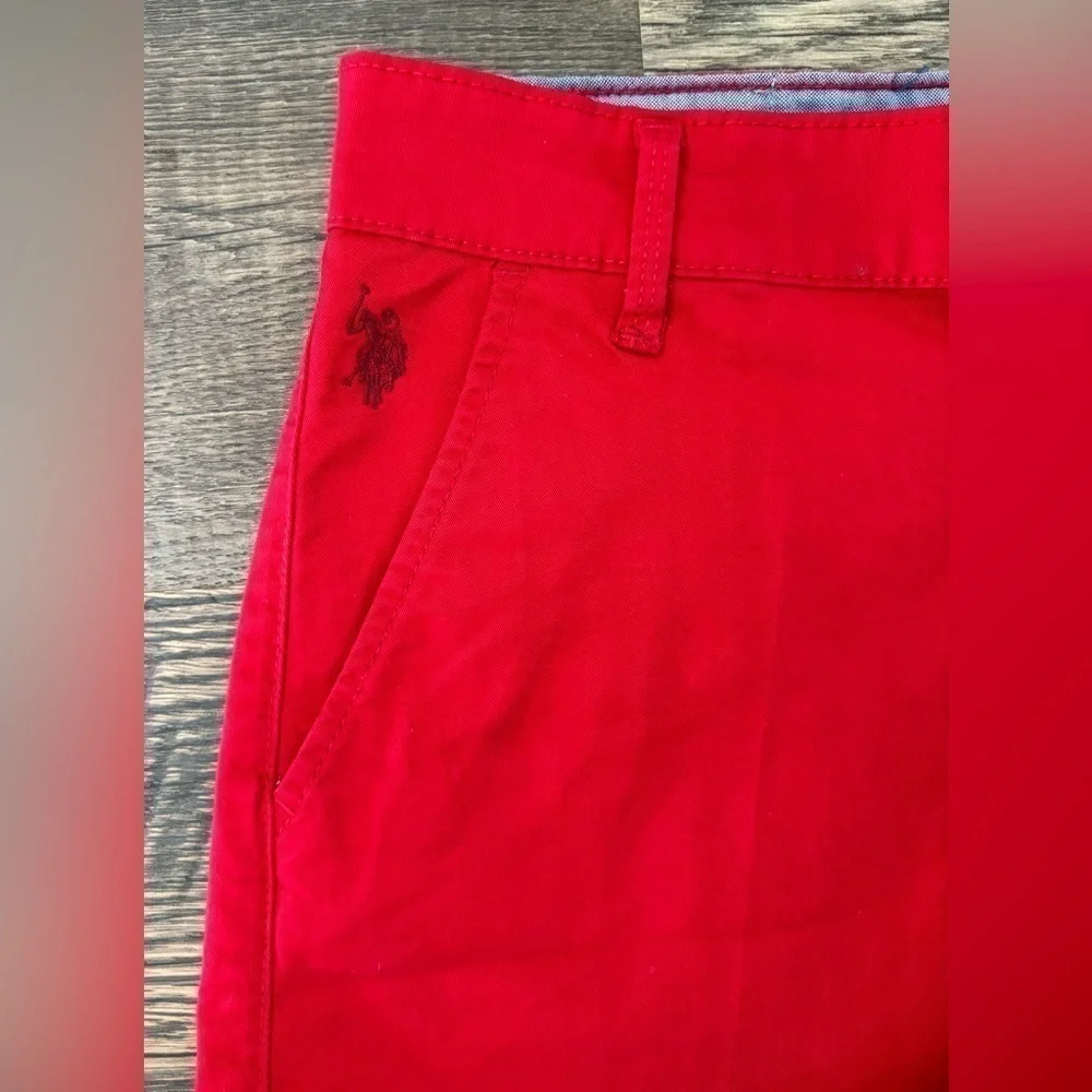 U.S. Polo‎ Assn. Womens Classic Chino Shorts Pockets Red Cotton Casual Size 7